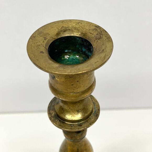 Rustic Brass Classic Candlestick Holder - Picture 3 of 5